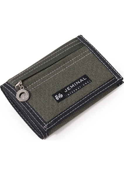Gri 1 Stil Para Cebi ile Tuval Kısa Üç Katlı Erkek Erkek Cüzdan Çanta Moda Öğrencileri Boş Zaman Para Klasörü (Yurt Dışından)