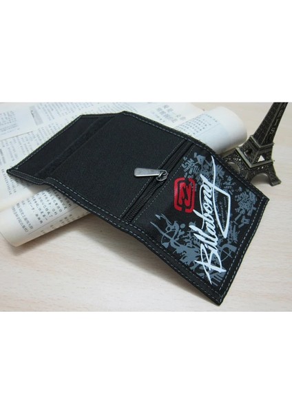 No.5 Tarzı Yaratıcı Yazma Grafiti Tuval Öğrenci Cüzdanı Fermuar Kısa Tasarım Sihirli Çok Fonksiyonlu 3 Katlı Erkek Çanta 12*8.5cm 106 (Yurt Dışından)
