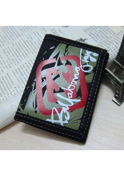 No.5 Tarzı Yaratıcı Yazma Grafiti Tuval Öğrenci Cüzdanı Fermuar Kısa Tasarım Sihirli Çok Fonksiyonlu 3 Katlı Erkek Çanta 12*8.5cm 106 (Yurt Dışından)