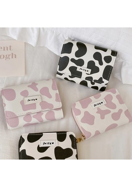 Katlanabilir Mavi Stil Sevimli Inek Baskı Kadın Cüzdanı Pu Deri Küçük Kadın Cüzdan Kadın Kısa Cüzdan Üç Katlı Kawaii Karikatür Kız Kredi Kartı Tutacağı (Yurt Dışından) modelleri