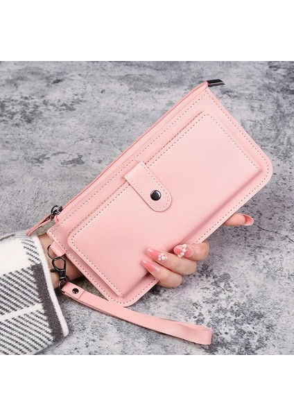 Pembe Tarzı 2021 Yeni Kadın Cüzdanı Çok Fonksiyonlu Moda Pu Deri Uzun Cüzdan Çok Kartlı Pozisyon Debriyaj Toka Fermuar Öğrenci Cüzdanı (Yurt Dışından)