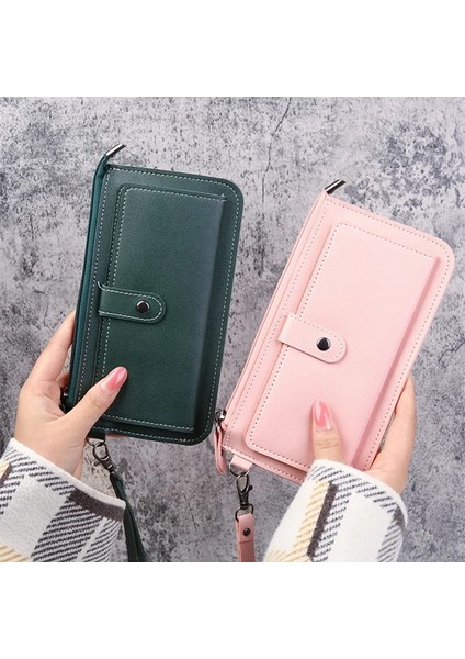Pembe Tarzı 2021 Yeni Kadın Cüzdanı Çok Fonksiyonlu Moda Pu Deri Uzun Cüzdan Çok Kartlı Pozisyon Debriyaj Toka Fermuar Öğrenci Cüzdanı (Yurt Dışından) modelleri