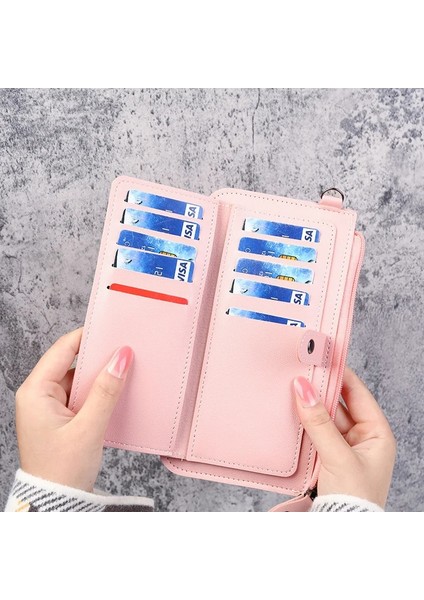 Pembe Tarzı 2021 Yeni Kadın Cüzdanı Çok Fonksiyonlu Moda Pu Deri Uzun Cüzdan Çok Kartlı Pozisyon Debriyaj Toka Fermuar Öğrenci Cüzdanı (Yurt Dışından) indirimleri