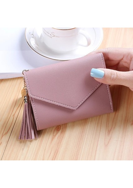 Pembe Tarzı Mini Püskül Cüzdan Kadın Moda Çanta Kadın Kısa Mini Cüzdan Koreli Öğrenciler Kadınlar Için Güzel Çanta Kadın Küçük Cüzdan (Yurt Dışından)