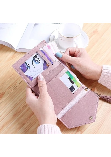 Pembe Tarzı Mini Püskül Cüzdan Kadın Moda Çanta Kadın Kısa Mini Cüzdan Koreli Öğrenciler Kadınlar Için Güzel Çanta Kadın Küçük Cüzdan (Yurt Dışından) indirimleri