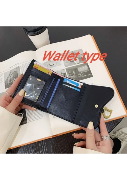 Sarı Cüzdan Stili Küçük Kart Çanta Kadın Yeni Moda Retro D-Şekilli Toka Kart Sahibinin Kredi Kartı Sahibinin Küçük Bozuk Para Cüzdanı (Yurt Dışından)