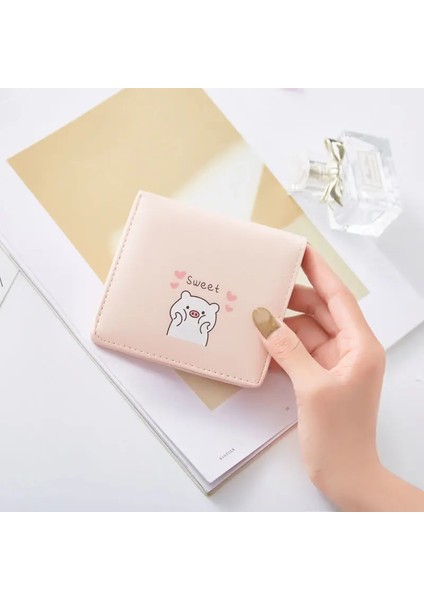 Domuz Pembe Tarzı Cüzdan Kadın Karikatür Baskılı Para Çantaları Bayan Tatlı Pembe Kawaii Mini Çanta Bozuk Para Cüzdanı Kartlık Moda Kız Katlanabilir Yeni (Yurt Dışından)
