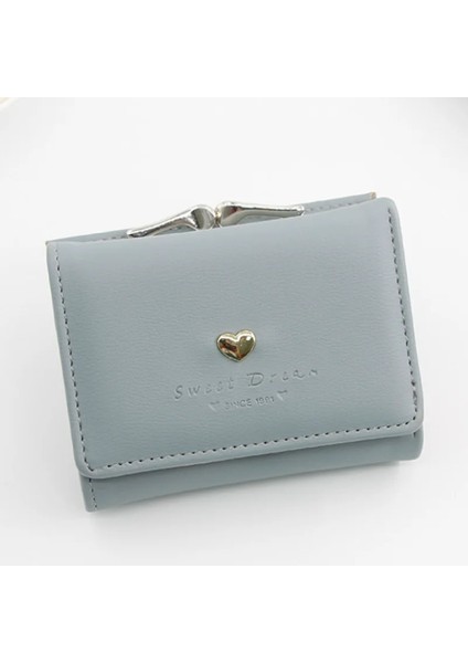 Gri Mavi Tarzı Kadınlar Küçük Debriyaj Cüzdan Çok Fonksiyonlu Değişim Çantalar Kalp Dekorasyon Büyük Kapasiteli Cüzdan Sevimli Kart Sahibinin Para Çantası (Yurt Dışından)