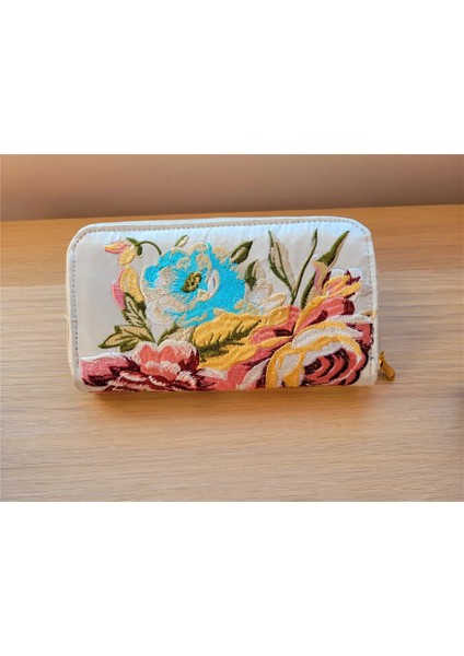 Mor Tarzı Etgh Kapasiteli Fermuar Tavuskuşu Nakış Kadın Uzun Cüzdan Retro Rahat Kanvas Bozuk Para Cüzdanı Debriyaj Telefon Çantaları (Yurt Dışından)