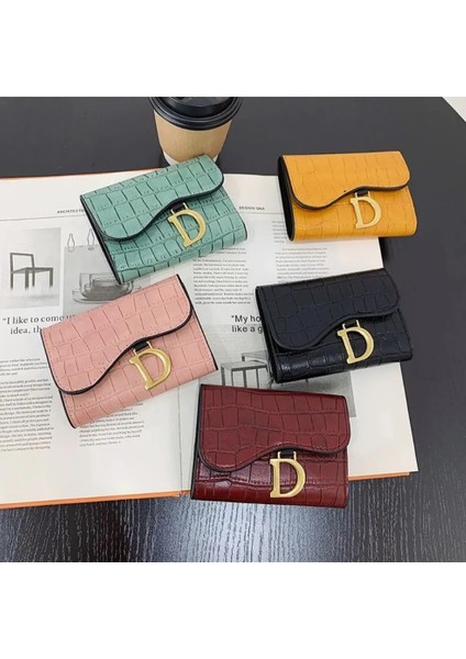 Kırmızı Cüzdan Tarzı Küçük Kart Çanta Kadın Yeni Moda Retro D-Şekilli Toka Kart Sahibinin Kredi Kartı Sahibinin Küçük Bozuk Para Cüzdanı (Yurt Dışından)