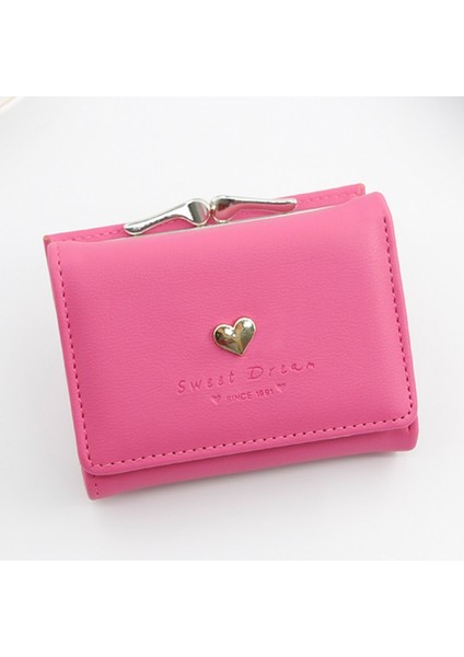 Gül Kırmızı Stili Kadınlar Küçük Debriyaj Cüzdan Çok Fonksiyonlu Değişim Çantalar Kalp Dekorasyon Büyük Kapasiteli Cüzdan Sevimli Kart Sahibinin Para Çantası (Yurt Dışından)