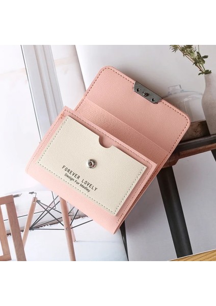Koyu Pembe Tarzı 2021 Moda Kısa Cüzdan Sevimli Mini Moda Cüzdan Moda Tasarımı Bayan Kontrast Metal Tokalı Küçük Cüzdan Taşınabilir Çanta (Yurt Dışından) fırsatları