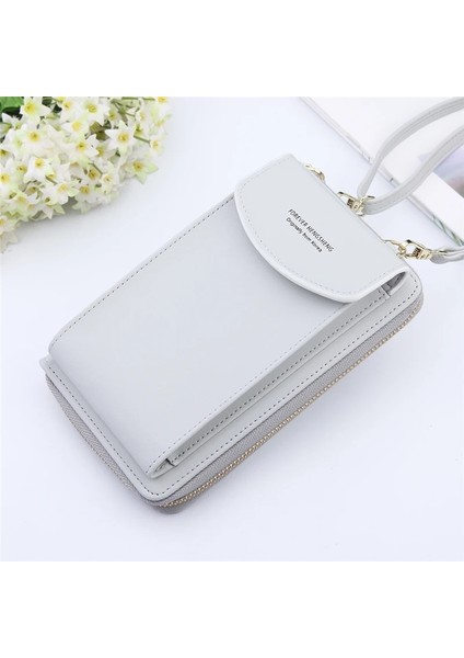 A-Gri Tarzı 2020 Kadın Cüzdan Düz Renk Küçük Omuz Çantası Çok Fonksiyonlu Mektup Telefon Para Cüzdan Cep Çantaları Debriyaj Organizatör Depolama (Yurt Dışından)