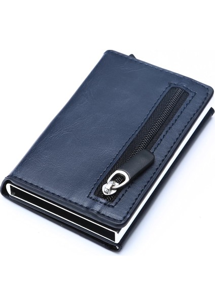 Çılgın Mavi X-52 Stili Bycobecy Rfid Akıllı Cüzdan Kredi Kartı Tutucu Metal Ince Ince Erkek Cüzdan Pass Gizli Pop Up Minimalist Cüzdan Küçük Bozuk Para Cüzdanı (Yurt Dışından)