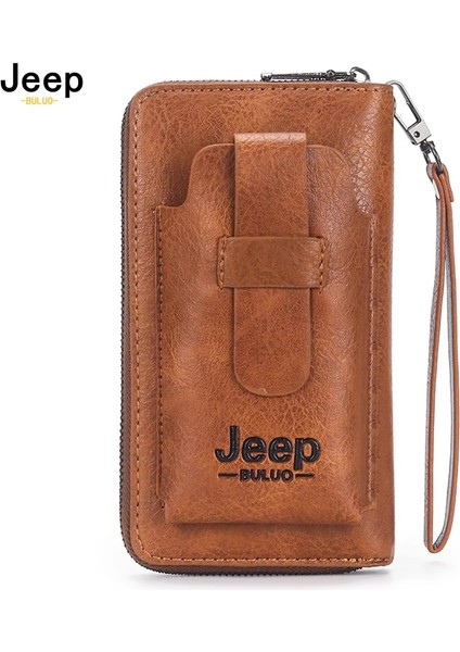 Siyah Stil Jeep Buluo Deri Erkek Debriyaj Cüzdan Çanta Telefon Için Çift Fermuarlı Lüks Cüzdan Deri Debriyaj Çanta Büyük Kapasiteli (Yurt Dışından) fiyatları