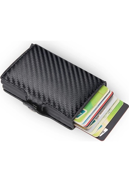 Karbon Fiber Tarzı Dıenqı En Li Cüzdan Erkek Para Çantası Mini Çanta Erkek Alüminyum Rfid Kart Sahibinin Cüzdanı Küçük Akıllı Cüzdan Ince Vale Cüzdan (Yurt Dışından)