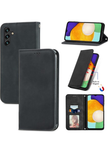 Samsung Galaxy A13 5g / A04S 4g Cilt Dokunuşlu Manyetik Telefon Standı Kapağı (Yurt Dışından)