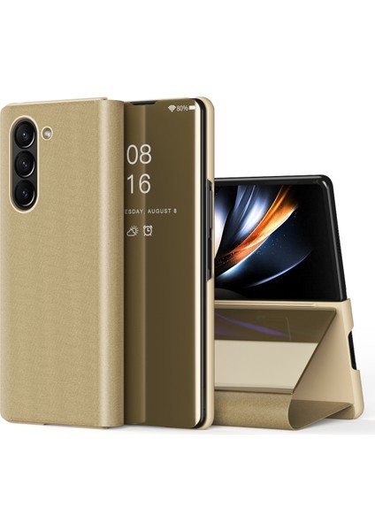 Samsung Galaxy Z Fold6 5g Görünüm Penceresi Pu Deri + Pc Galvanik Telefon Kapağı (Yurt Dışından)