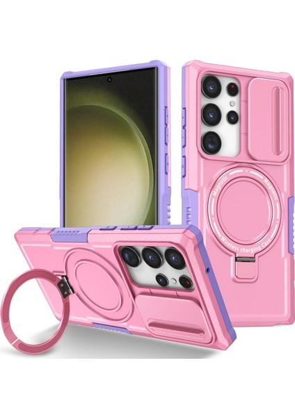 Samsung Galaxy S23 Ultra Slayt Lens Pencere Kickstand Telefon Kapağı (Yurt Dışından)