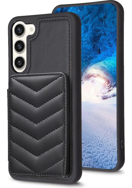 Samsung Galaxy S23+ Dalga Dikiş Dokusu Tpu+ Pu Deri Telefon Kapağı Kart Tutucu Kickstand Case (Yurt Dışından) fiyatları