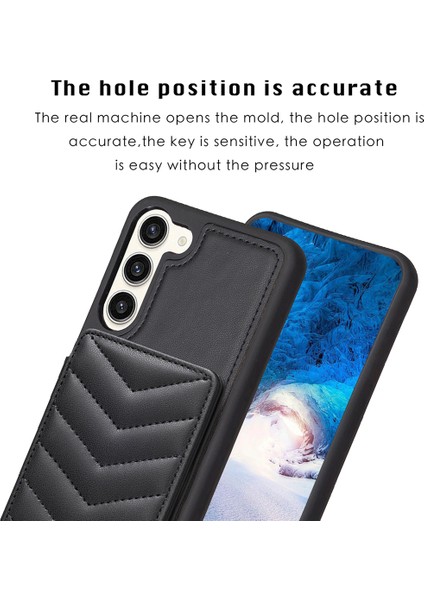 Samsung Galaxy S23+ Dalga Dikiş Dokusu Tpu+ Pu Deri Telefon Kapağı Kart Tutucu Kickstand Case (Yurt Dışından) modelleri