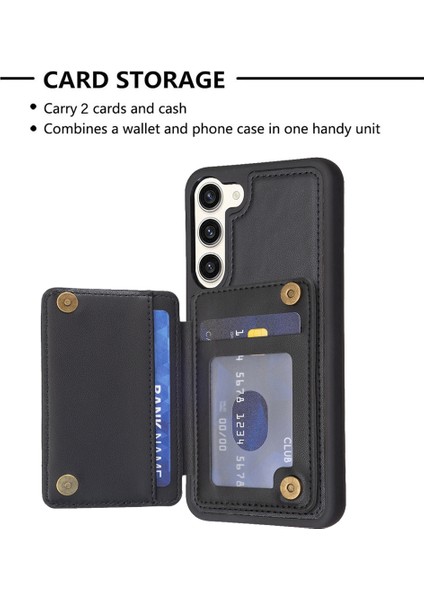 Samsung Galaxy S23+ Dalga Dikiş Dokusu Tpu+ Pu Deri Telefon Kapağı Kart Tutucu Kickstand Case (Yurt Dışından) fırsatları
