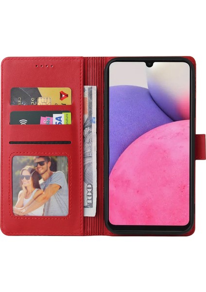 Samsung Galaxy A33 5g Ekleme Pu Deri Cüzdan Stand Kılıfı Tam Koruma Iç Tpu Telefon Kapağı (Yurt Dışından)