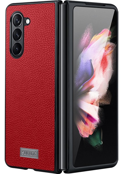 Samsung Galaxy Z Fold6 5g Litchi Texture Deri+Pc+Tpu Telefon Kılıfı (Yurt Dışından)