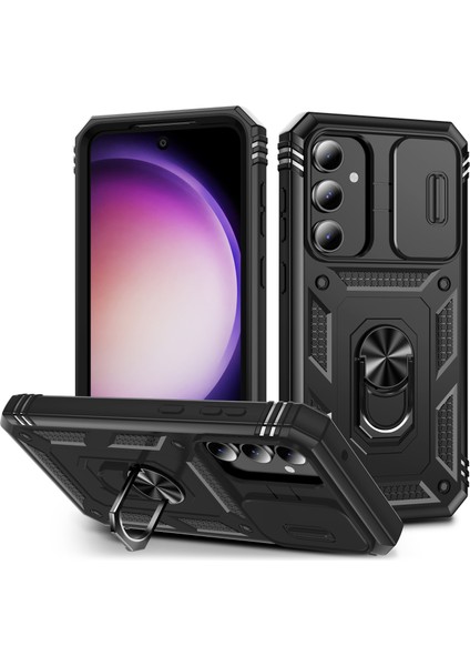 Samsung Galaxy A34 5g Pc+ Tpu Kart Tutucu Sürgülü Kamera Kapağı ile Telefon Kabuğu (Yurt Dışından)