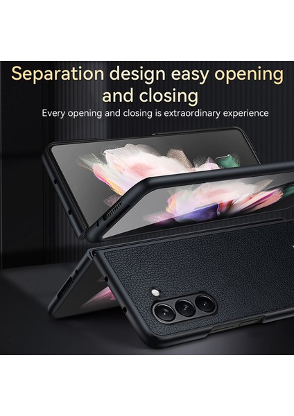 Samsung Galaxy Z Fold6 5g Litchi Texture Deri+Pc+Tpu Telefon Kılıfı (Yurt Dışından)