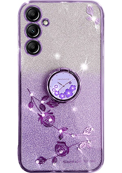 Samsung Galaxy A15 4g/5g Rhinestone Çiçek Parmak Yüzüğü Kickstand Tpu Telefon Kapağı (Yurt Dışından)