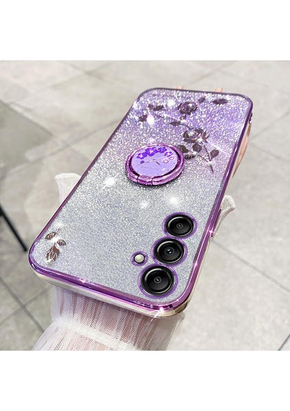 Samsung Galaxy A15 4g/5g Rhinestone Çiçek Parmak Yüzüğü Kickstand Tpu Telefon Kapağı (Yurt Dışından)