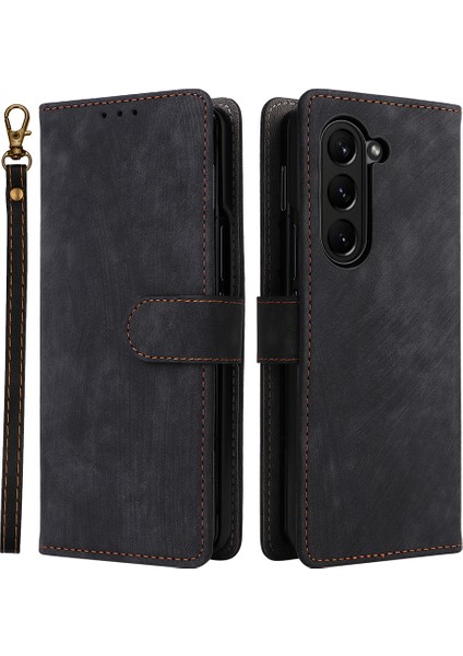 Samsung Galaxy Z Fold6 5g Rfıd Engelleme Deri Telefon Kapağı Görüntüleme Standı (Yurt Dışından)