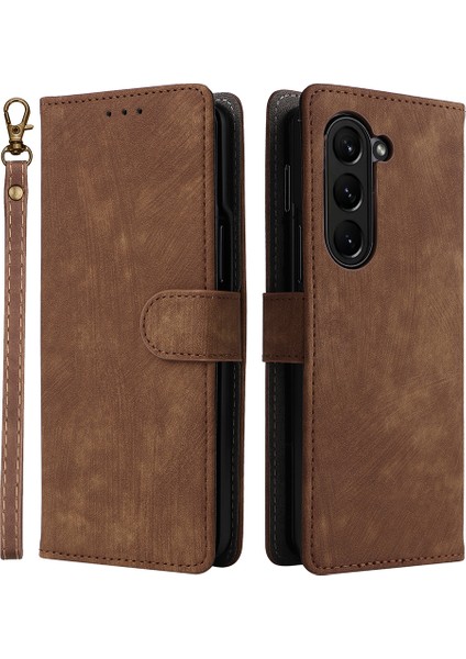 Samsung Galaxy Z Fold6 5g Rfıd Engelleme Deri Telefon Kapağı Görüntüleme Standı (Yurt Dışından)