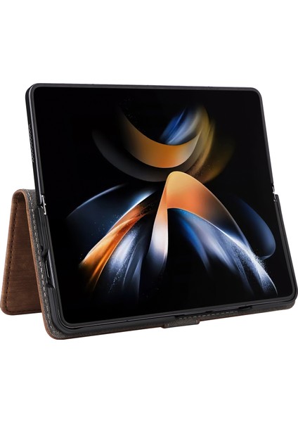 Samsung Galaxy Z Fold6 5g Rfıd Engelleme Deri Telefon Kapağı Görüntüleme Standı (Yurt Dışından)