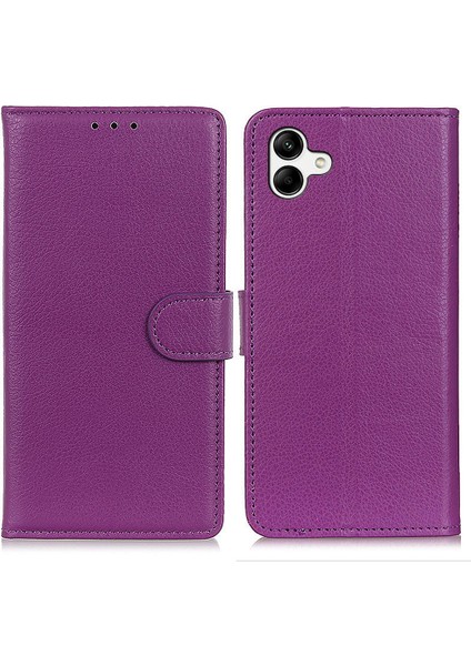 Samsung Galaxy A05 4g Kasa Cüzdan Stand Litchi Doku Pu Deri Telefon Kapağı (Yurt Dışından)