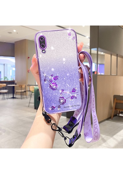 Samsung Galaxy A02 Cep Telefon Kılıfı Tpu Glitter Powder Akıllı Telefon Kapağı Kayışlı (Yurt Dışından)