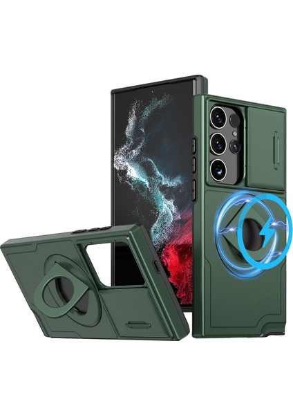 Samsung Galaxy S22 Ultra 5g Manyetik Kasa Mıknatıs+Pc+Tpu Telefon Kapağı (Yurt Dışından)