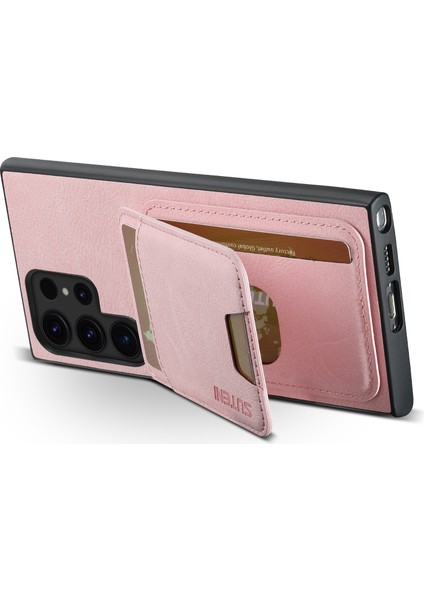 Samsung Galaxy S23 Ultra Kickstand Case Card Yuvaları Deri Arka Kapak (Yurt Dışından)