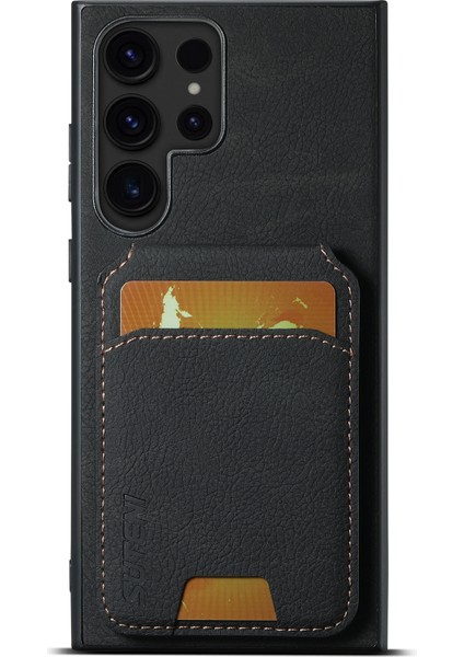 Samsung Galaxy S23 Ultra Kickstand Case Card Yuvaları Deri Arka Kapak (Yurt Dışından)