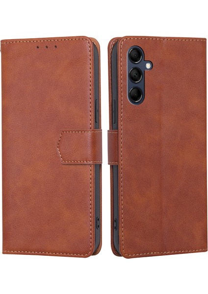 Samsung Galaxy M14 5g Telefon Cüzdan Kılıfı Pu Deri Rfıd Engelleme Cowhide Doku Stand Telefon Kapağı (Yurt Dışından)
