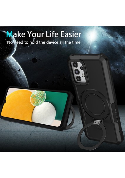 Samsung Galaxy A13 5G/A13 4g Slim-Fit Tpu+Pc Ring Kickstand Telefon Geri Kabuğu (Yurt Dışından)