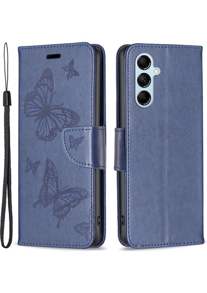 Samsung Galaxy M14 5g Cüzdan Stand Telefon Deri Kılıf Kelebek Baskılı Telefon Kapağı Kayışlı (Yurt Dışından)