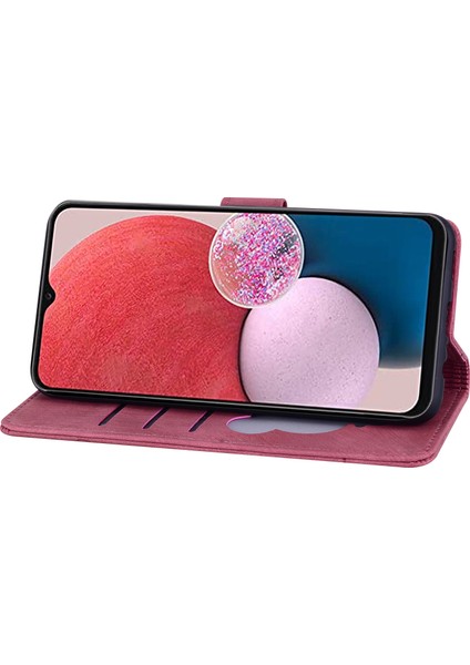 Samsung Galaxy A25 5g Deri Kasa Çiçek Kedi Desen Telefon Kapağı Cüzdanı (Yurt Dışından)