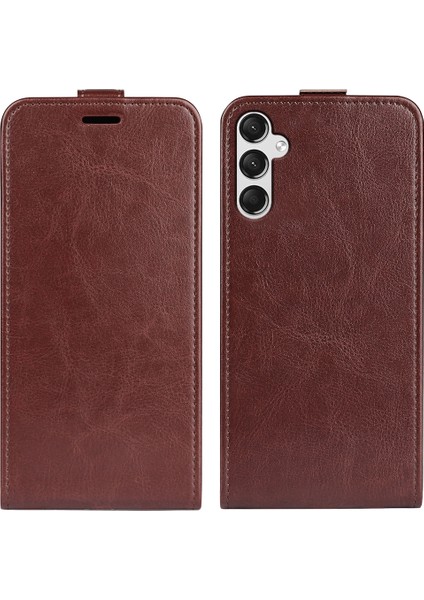 Samsung Galaxy A25 5g Çılgın At Dokusu Pu Deri Telefon Kabuğu Dikey Flip Kapak (Yurt Dışından)