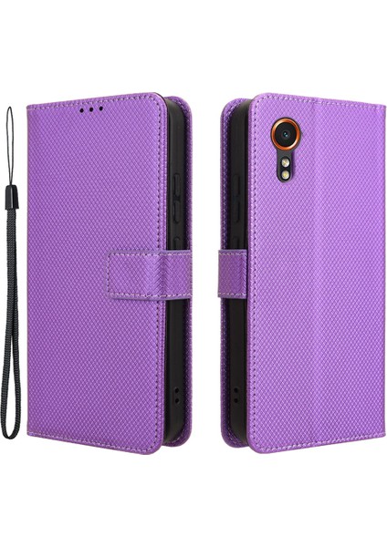 Samsung Galaxy Xcover 7 Case Diamond Doku Deri Telefon Stand Kapağı (Yurt Dışından)