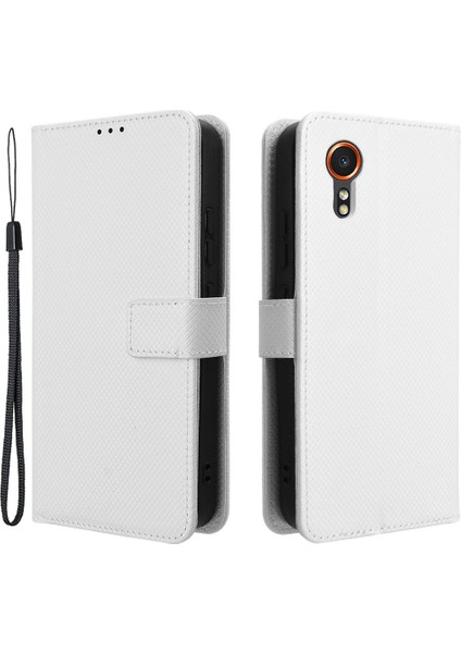 Samsung Galaxy Xcover 7 Case Diamond Doku Deri Telefon Stand Kapağı (Yurt Dışından)