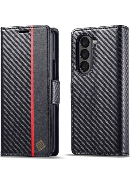 Samsung Galaxy Z Fold6 5g Karbon Fiber Doku Manyetik Kapatma Telefon Kapağı (Yurt Dışından)