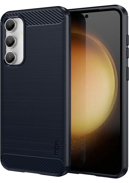 Samsung Galaxy S23 Fe Fırçalanmış Karbon Fiber Doku Telefon Kılıfı Yumuşak Tpu Telefon Kabuğu Kapağı (Yurt Dışından)