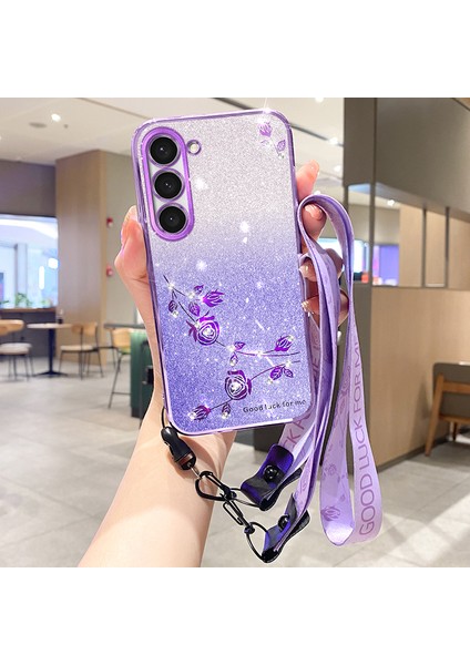 Samsung Galaxy Galaxy S23+ Tpu Rhinestone Dekor Telefon Kapağı Kayışlı (Yurt Dışından)